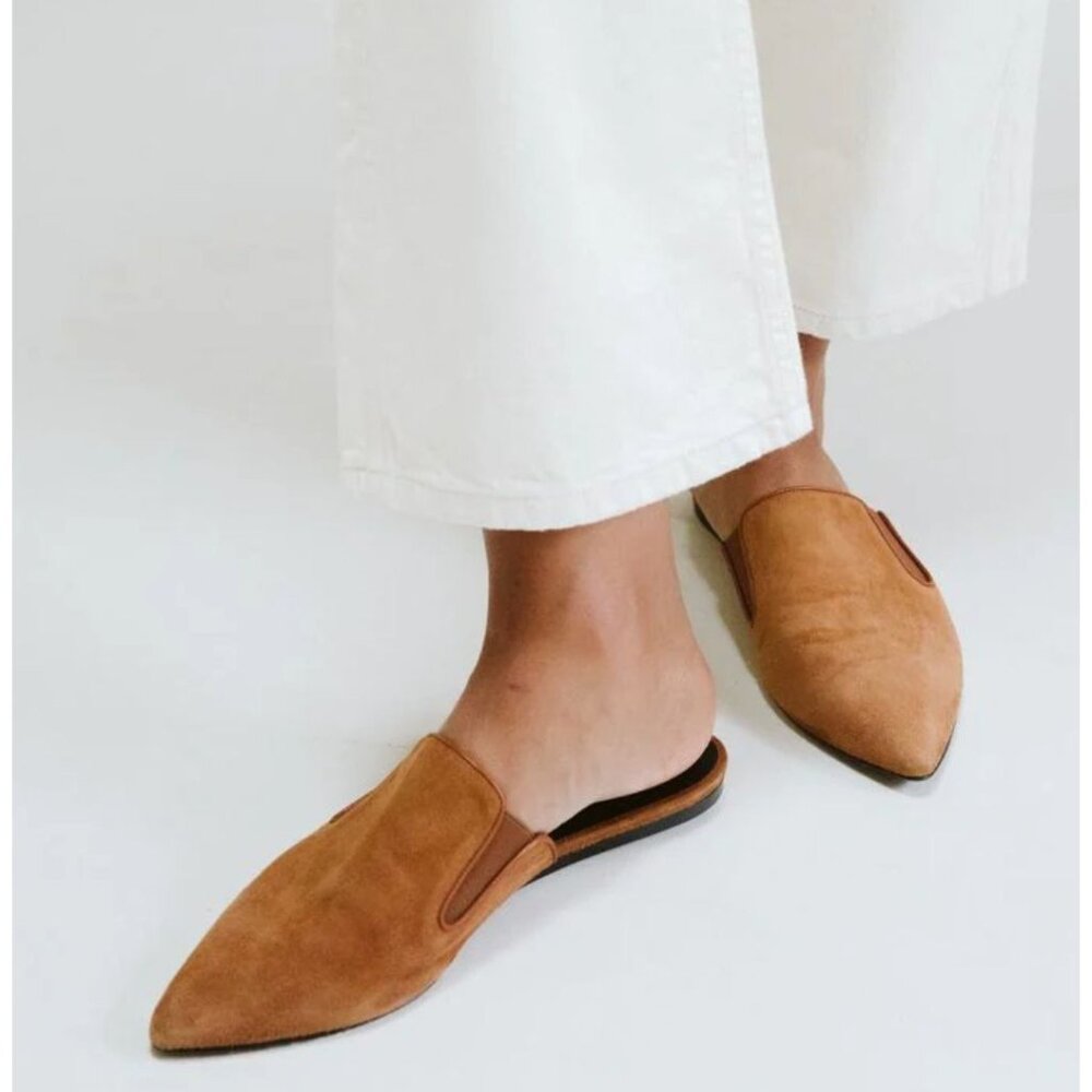 Jenni Kayne Suede Mule Saddle Tan-sz 40